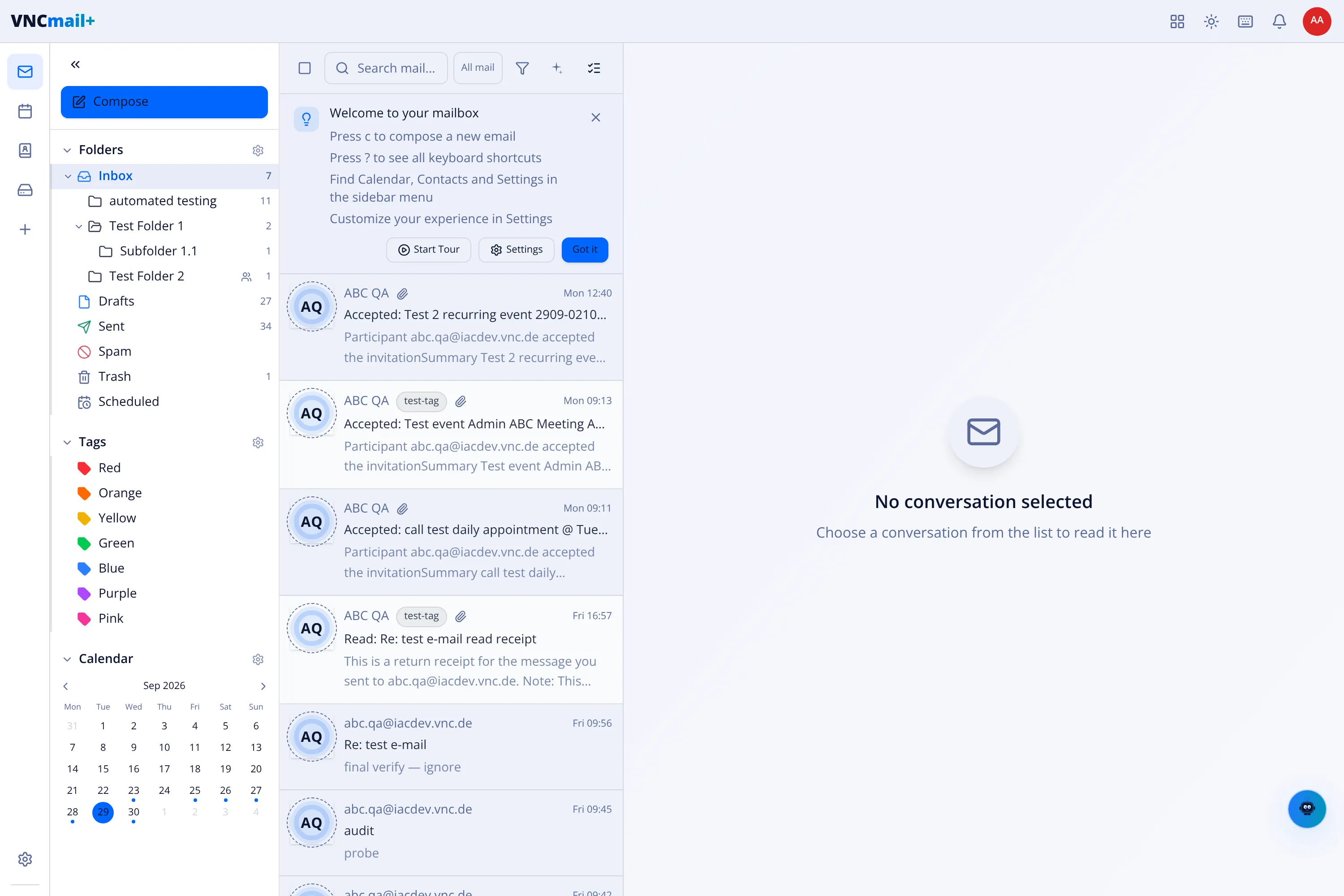 The VNCmail+ home page